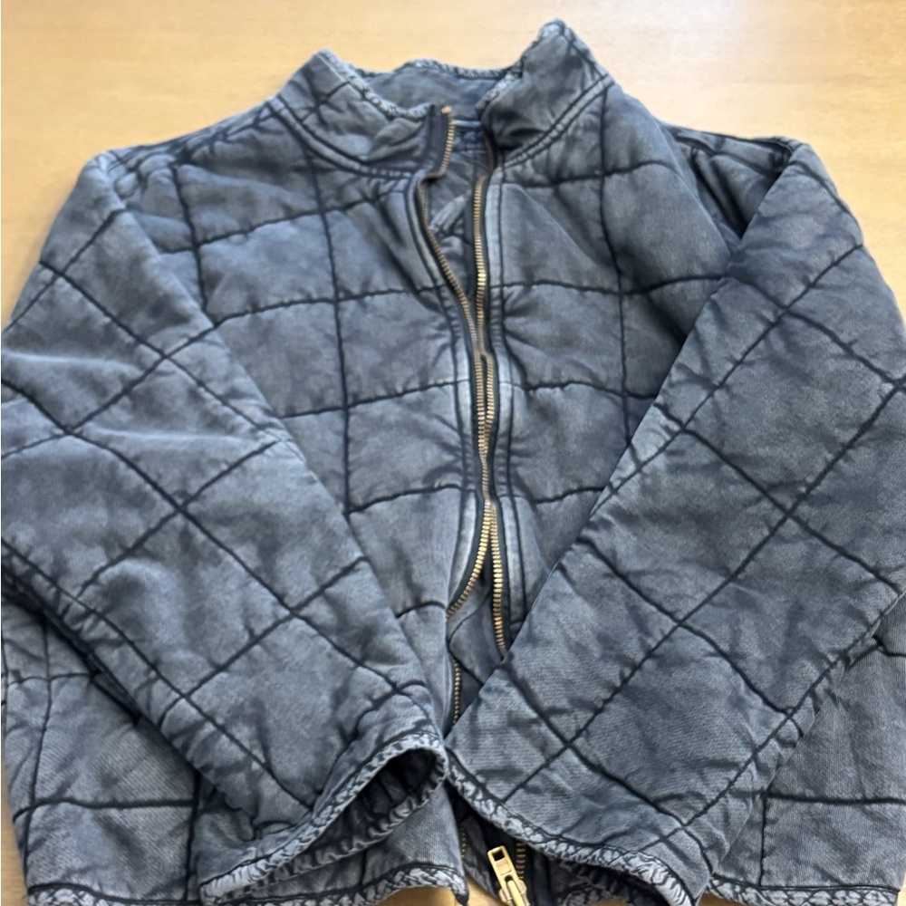 Quilted Free People Jacket in Gray